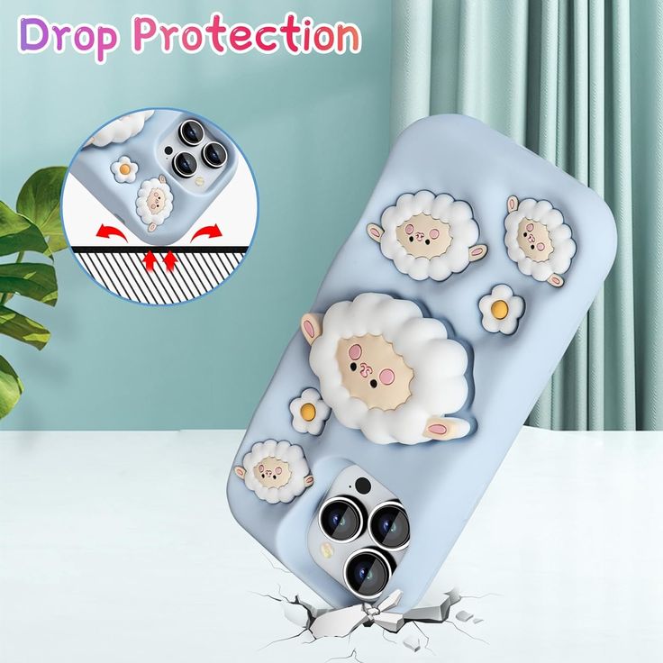 Cute Sheep Silicone With Pop Stand Phone Case