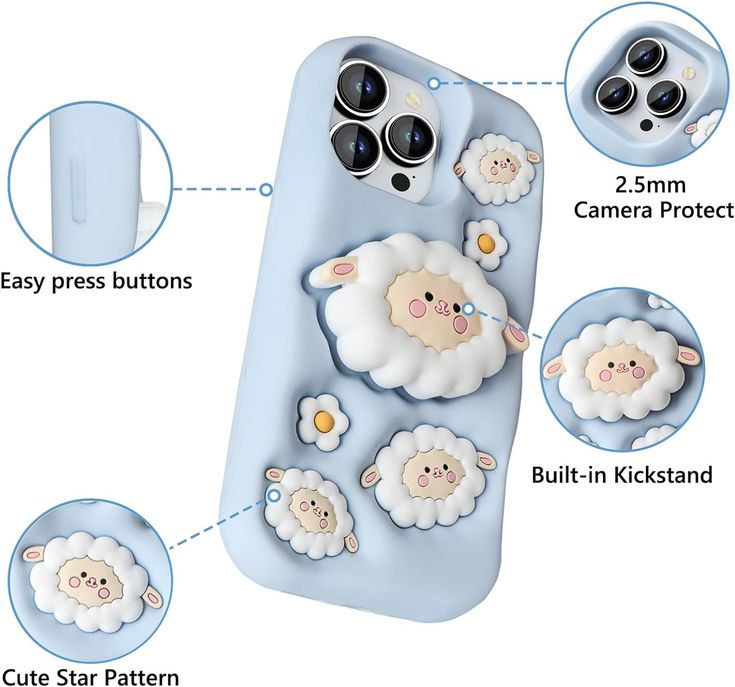 Cute Sheep Silicone With Pop Stand Phone Case