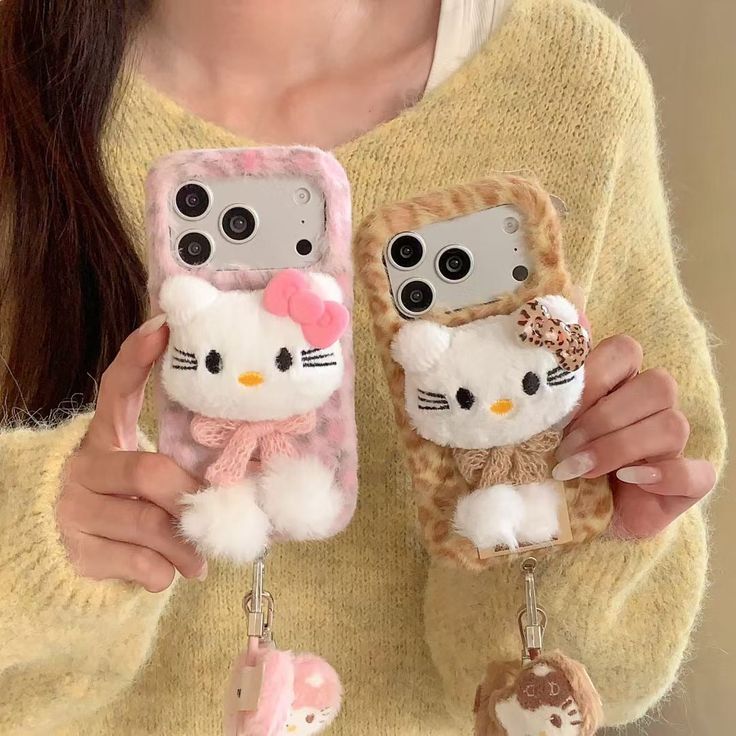 Kawaii Kitty Luxe Plush Phone Case With Furry Wrist Strap