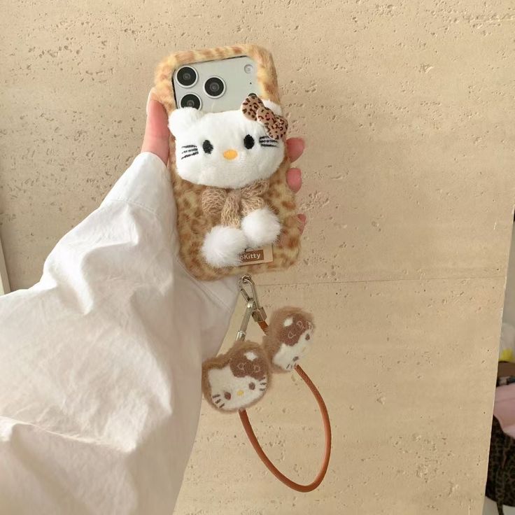 Kawaii Kitty Luxe Plush Phone Case With Furry Wrist Strap
