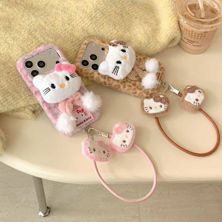 Kawaii Kitty Luxe Plush Phone Case With Furry Wrist Strap