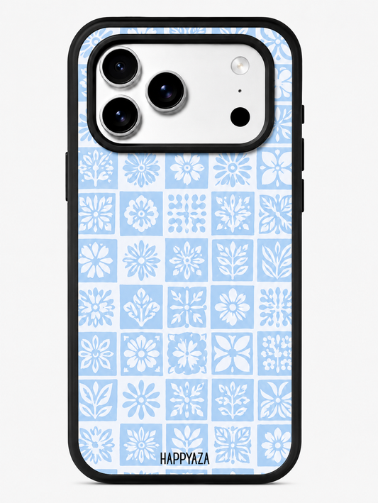 Blue Mosaic Bloom Designer Phone Case