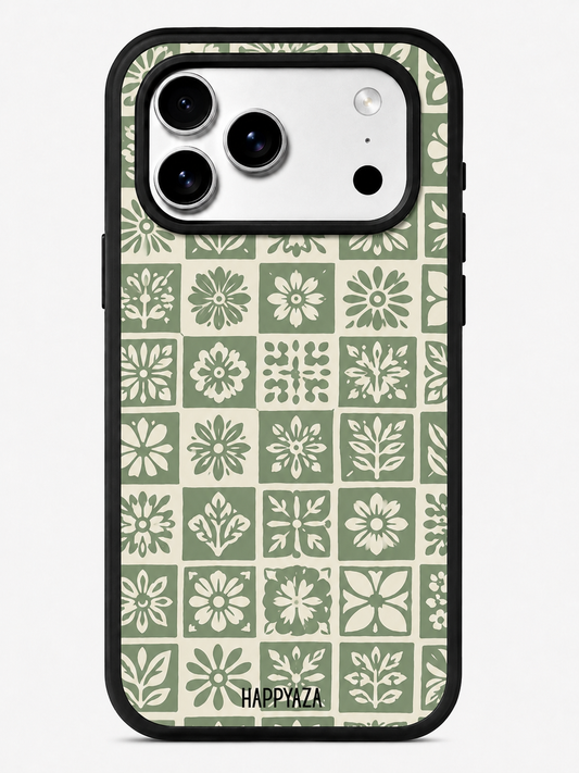 Sage Mosaic Bloom Designer Phone Case