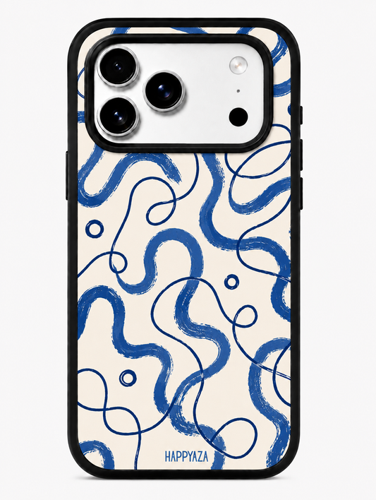 Coastal Scribble Waves Designer Phone Case