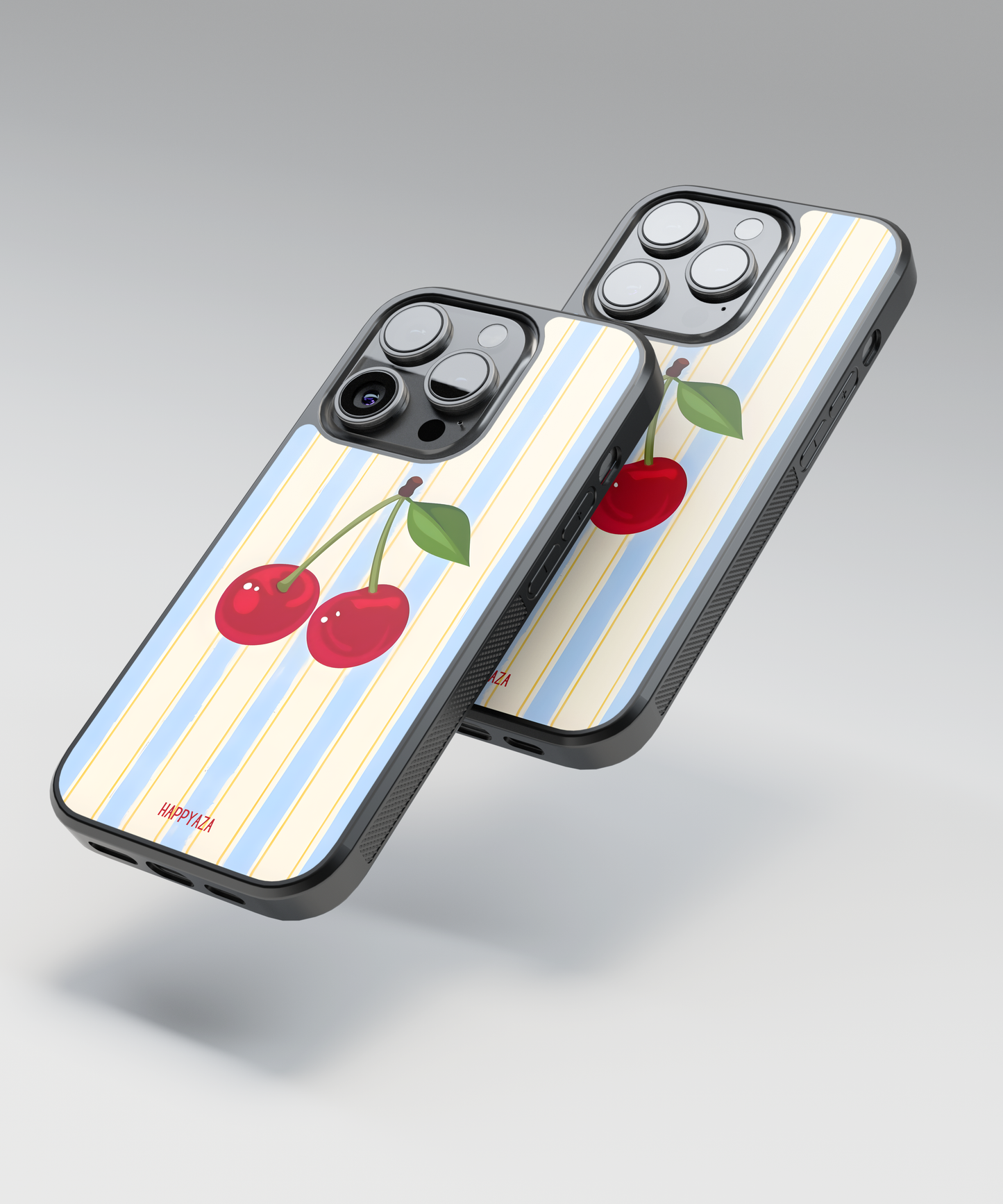 Cherries On Pastel Stripes Designer Phone Case