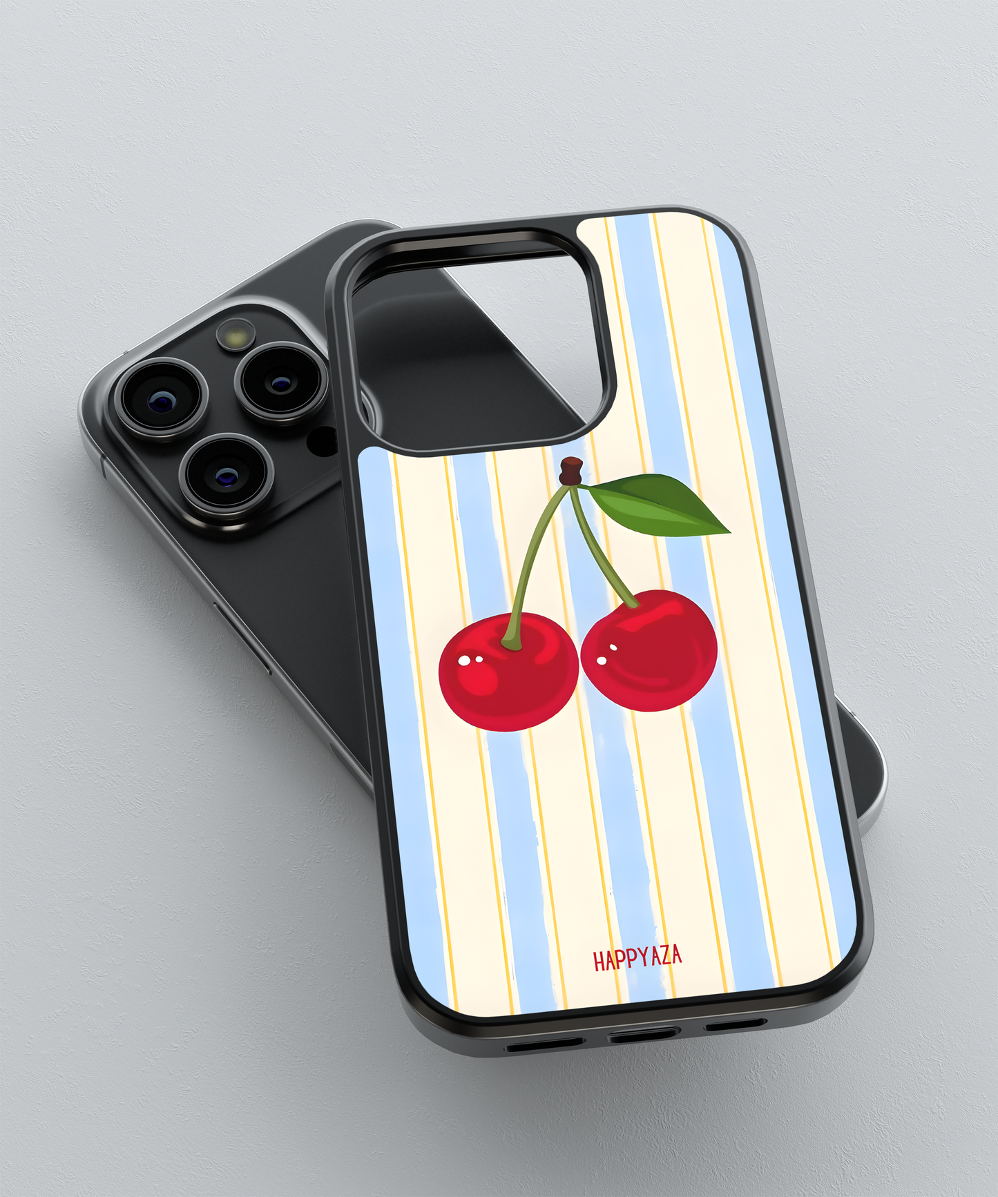 Cherries On Pastel Stripes Designer Phone Case
