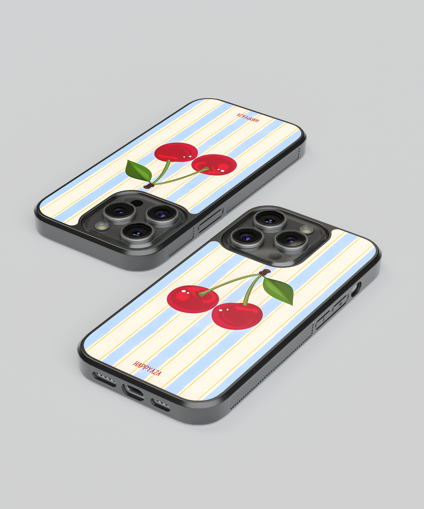 Cherries On Pastel Stripes Designer Phone Case