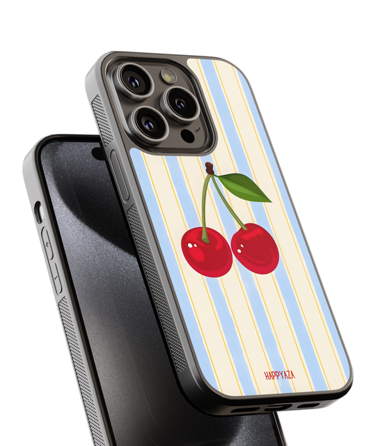Cherries On Pastel Stripes Designer Phone Case