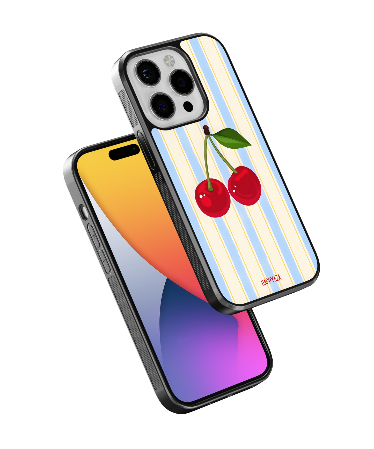 Cherries On Pastel Stripes Designer Phone Case