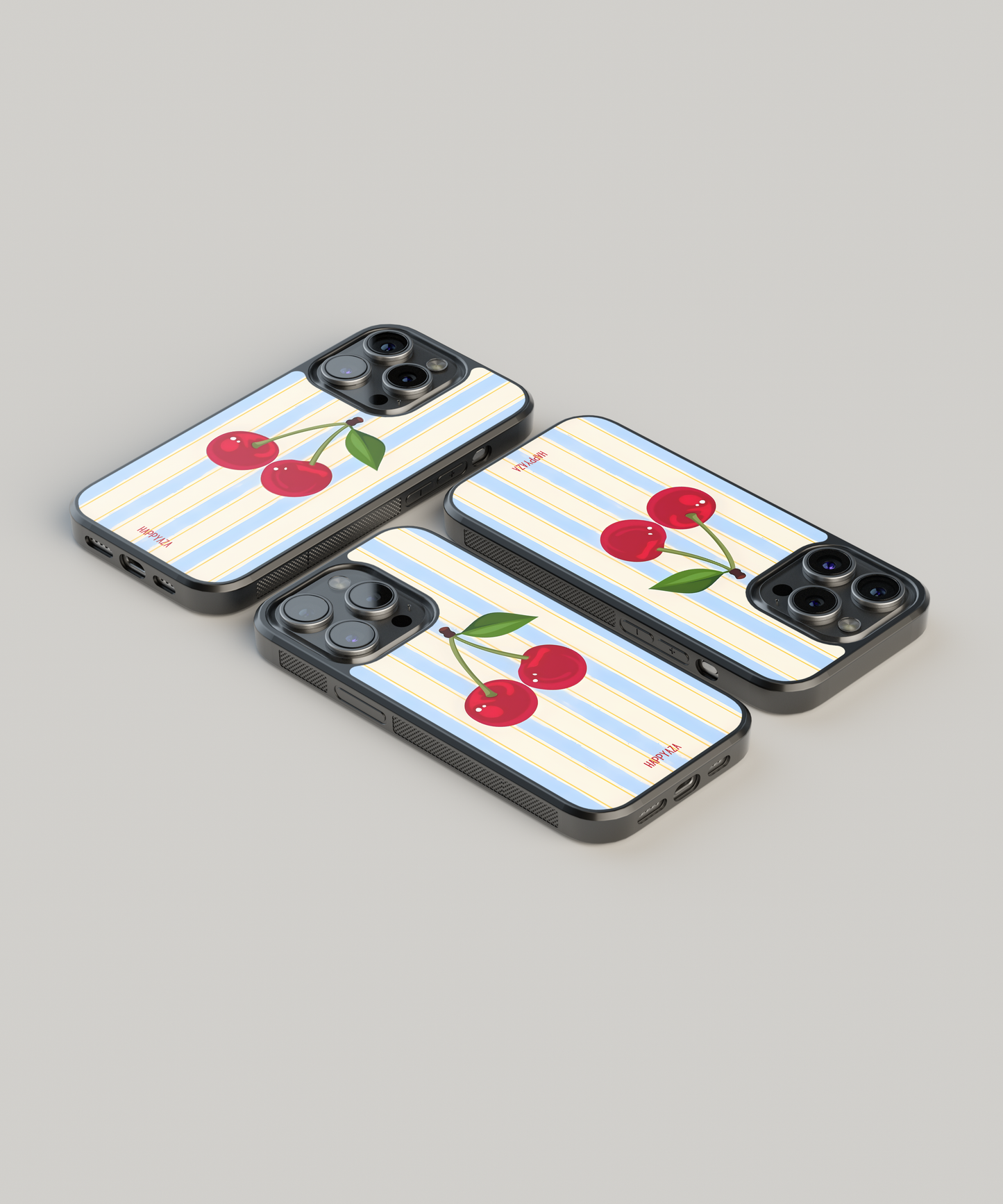 Cherries On Pastel Stripes Designer Phone Case