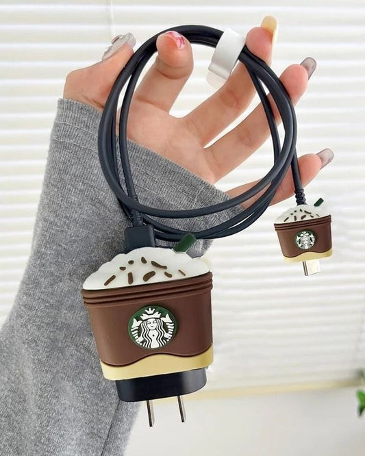 Cute Cartoon Series Fast Charger Protector Case(Chocolate Coffee Cup )