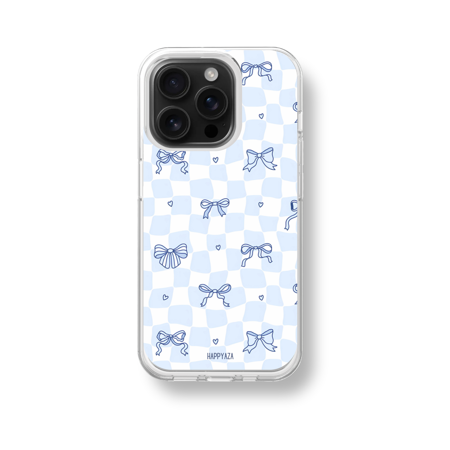Blue Bow Grid Aesthetic Soft Silicone Case