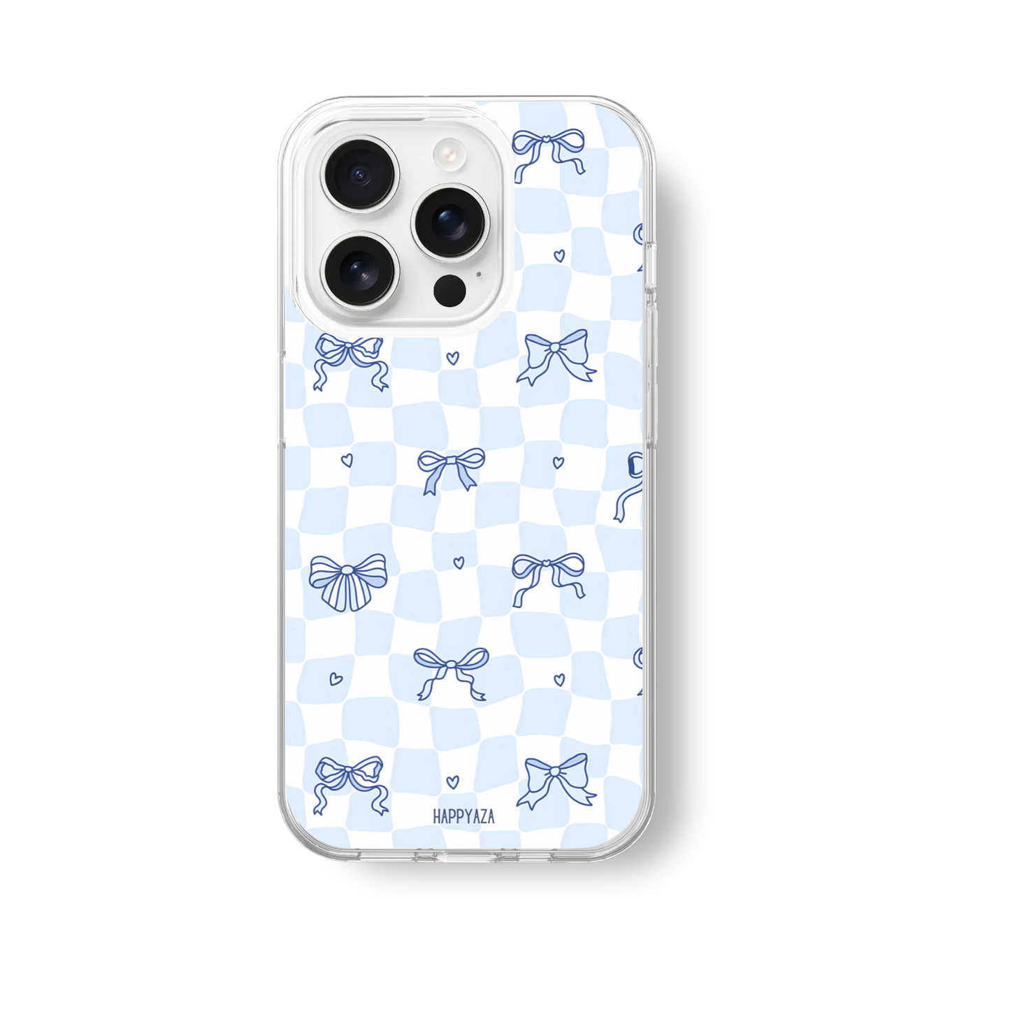 Blue Bow Grid Aesthetic Soft Silicone Case