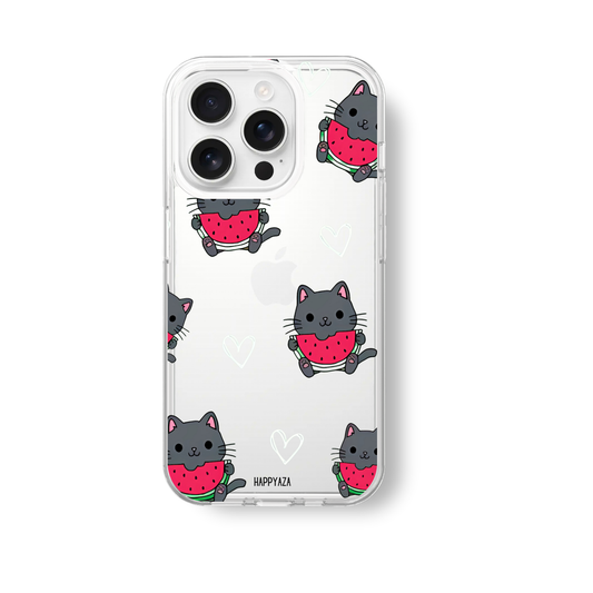 Cat With Watermelon Illustrations Soft Silicone Phone Case
