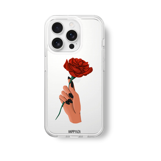 Hand with rose illustration Soft Silicone Phone Case