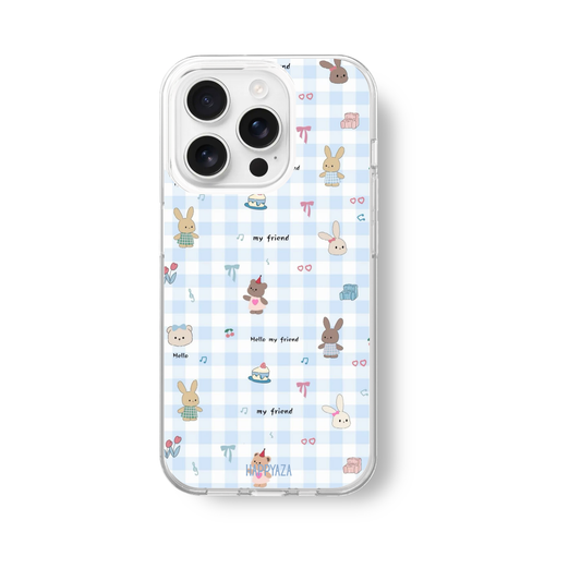 My Friend Blue Gingham Soft Silicone Case