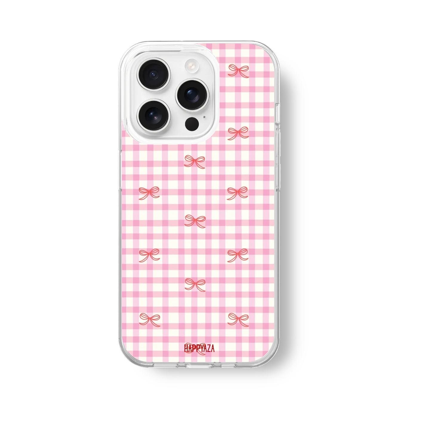 Pink Gingham Bow Soft Silicone Case