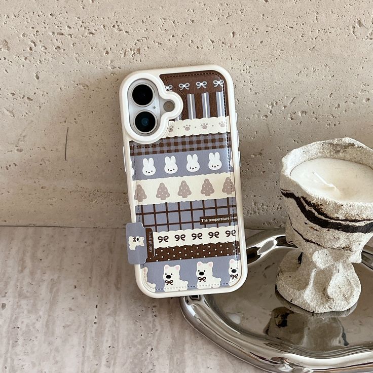 Cute Bunny Pattern Phone Case With Plush Charm Strap