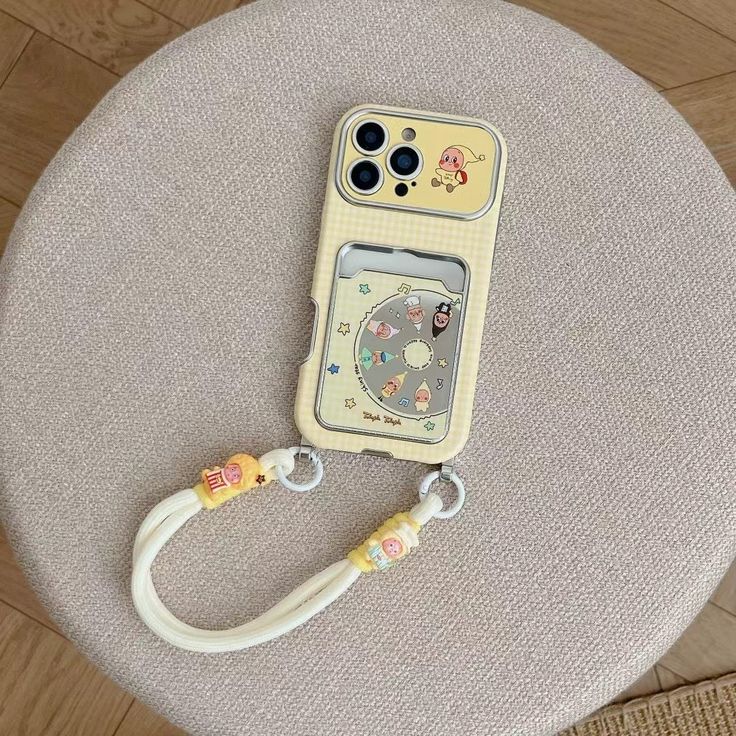 Yellow Pastel Cartoon Phone Case With Detachable Lanyard Strap
