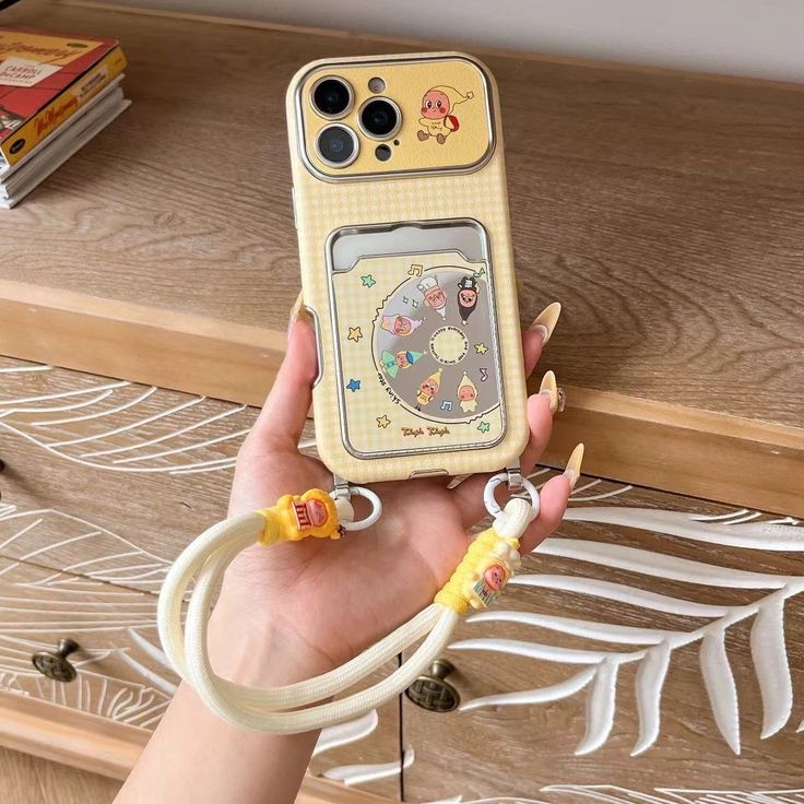 Yellow Pastel Cartoon Phone Case With Detachable Lanyard Strap