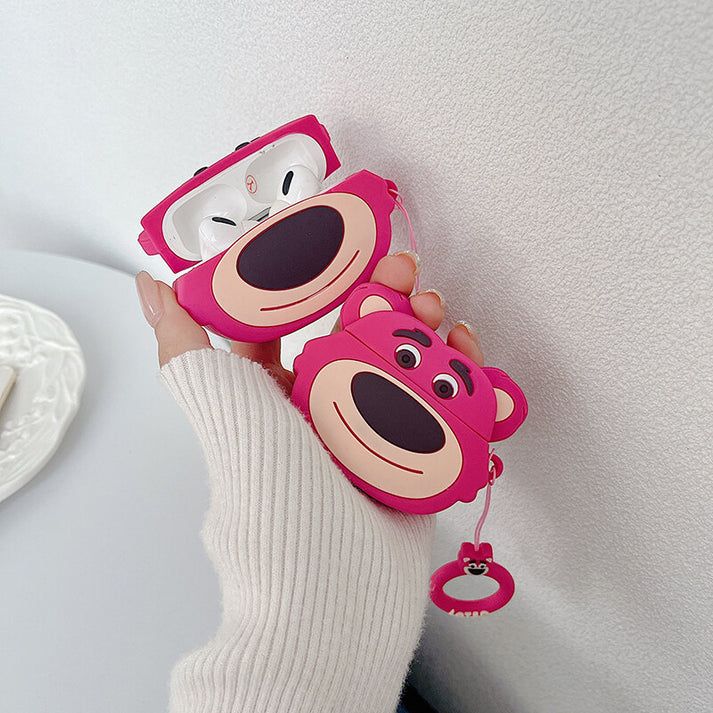 Airpods Case Soft Silicone Cover With Hook Clip For Airpods (Cute Bear)