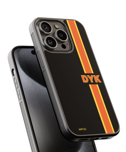 Customised Abstract Black & Orange  Line  Name Designer Phone  Case