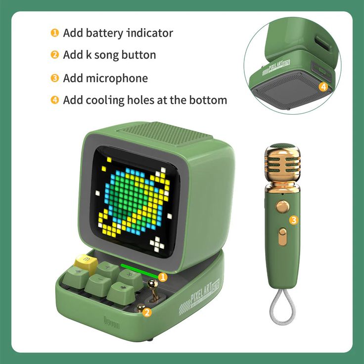 Divoom Ditoo PixelBeat Mic Mini Karaoke Machine Pixel Art Bluetooth Speaker