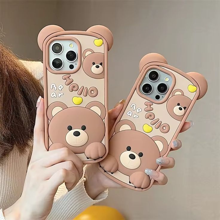 Hello Bear 3D Cartoon Animal Phone Case for iPhone