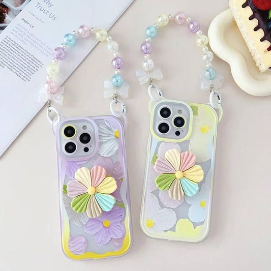 Floral iPhone Case With Charm and Phone Holder