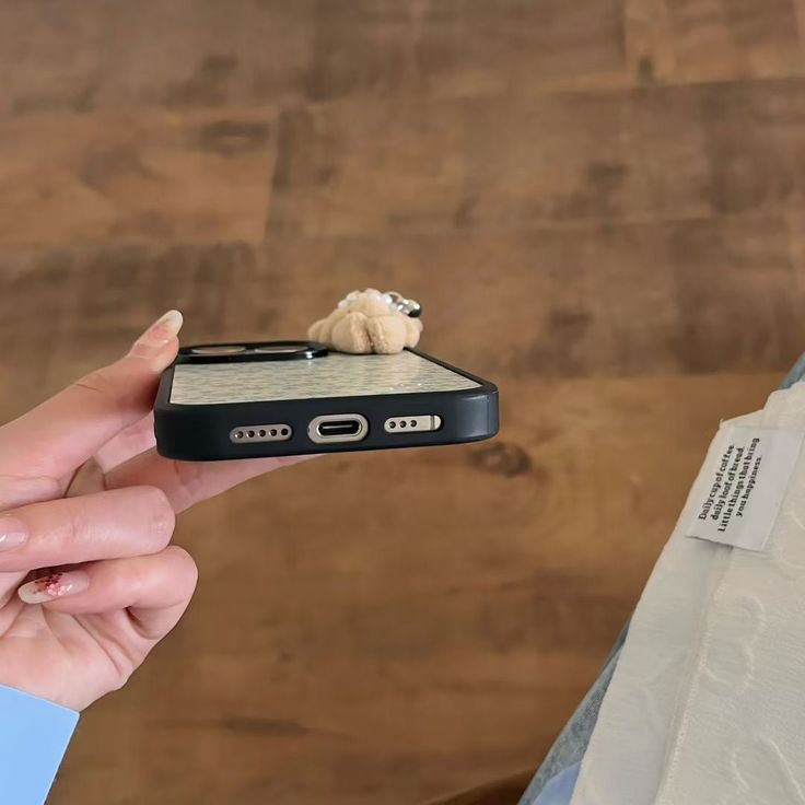 Floral Aesthetic Phone Case With Tiny Bunny Charm