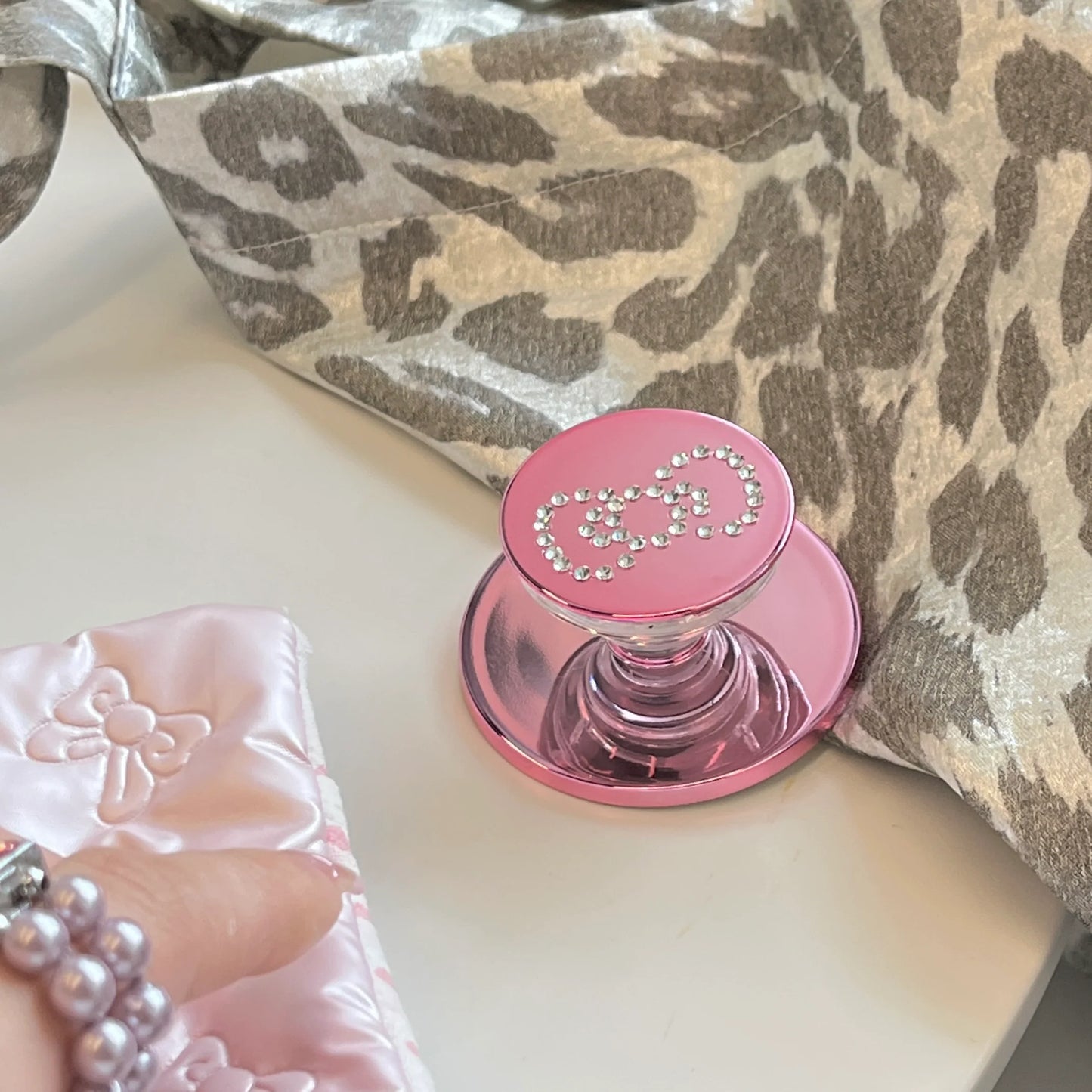 Sparkle Polka Dots Phone Case With Pink Holder