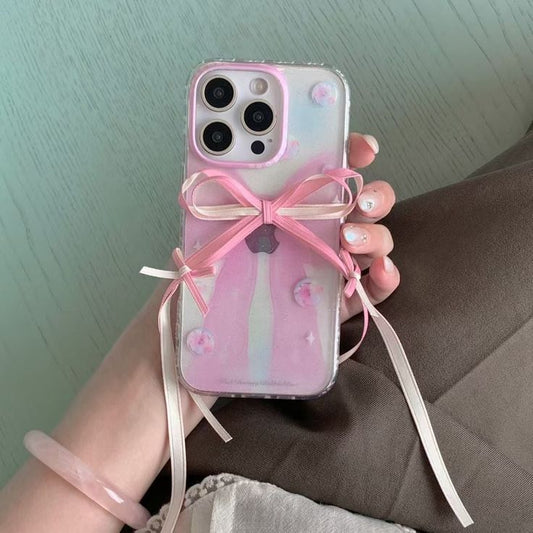 Pastel Pink Ribbon Bow Silicone Phone case