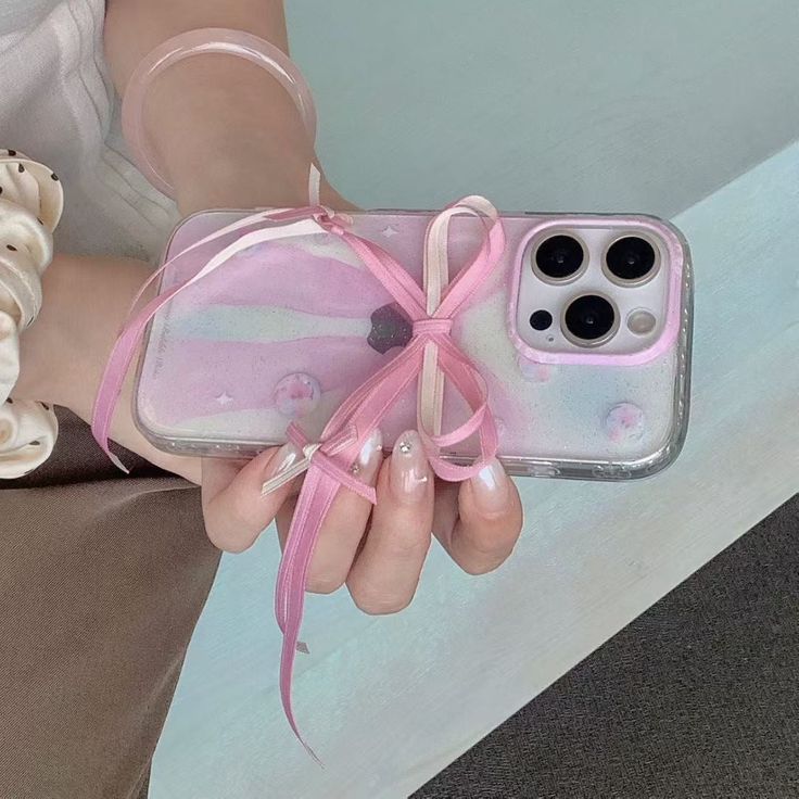 Pastel Pink Ribbon Bow Silicone Phone case