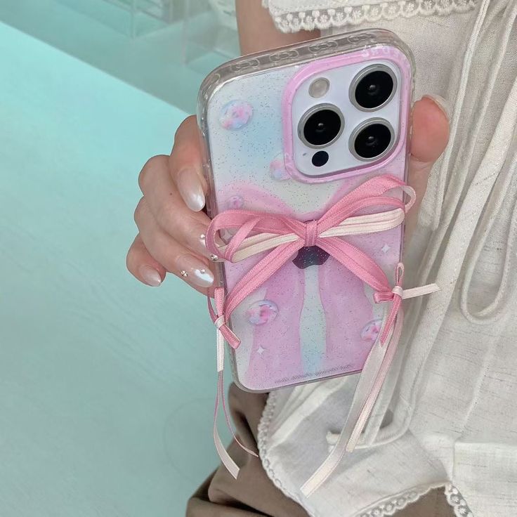 Pastel Pink Ribbon Bow Silicone Phone case