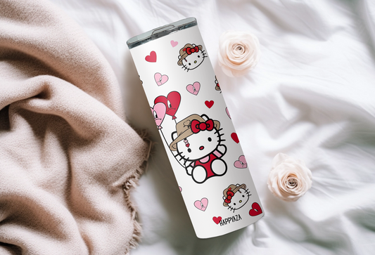 Kitty Designer Tumbler With Metal Straw