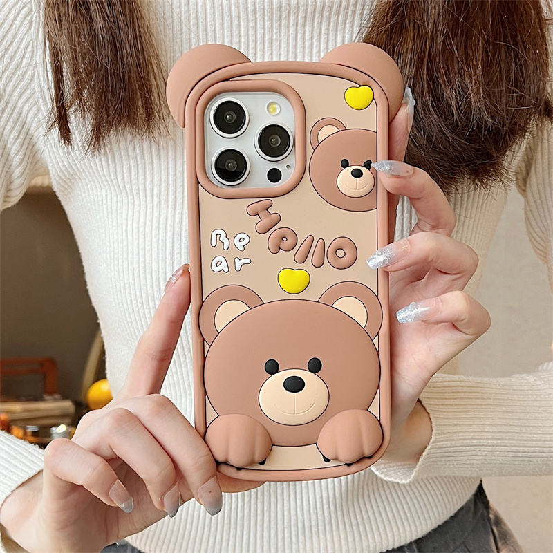 Hello Bear 3D Cartoon Animal Phone Case for iPhone