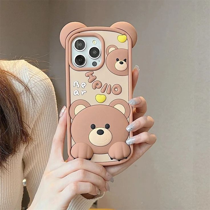 Hello Bear 3D Cartoon Animal Phone Case for iPhone