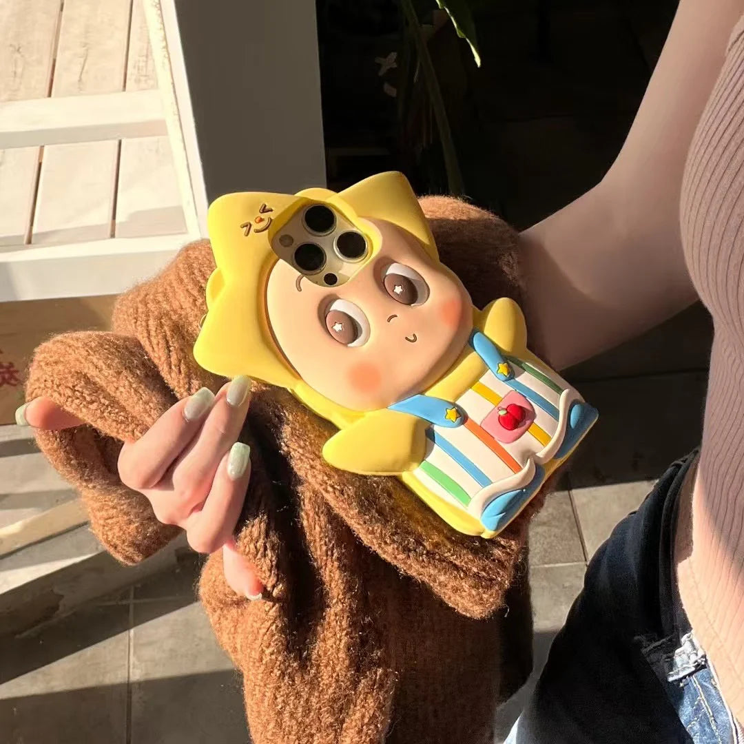 3D Cartoon Star Phone Case With Crossbody Strap