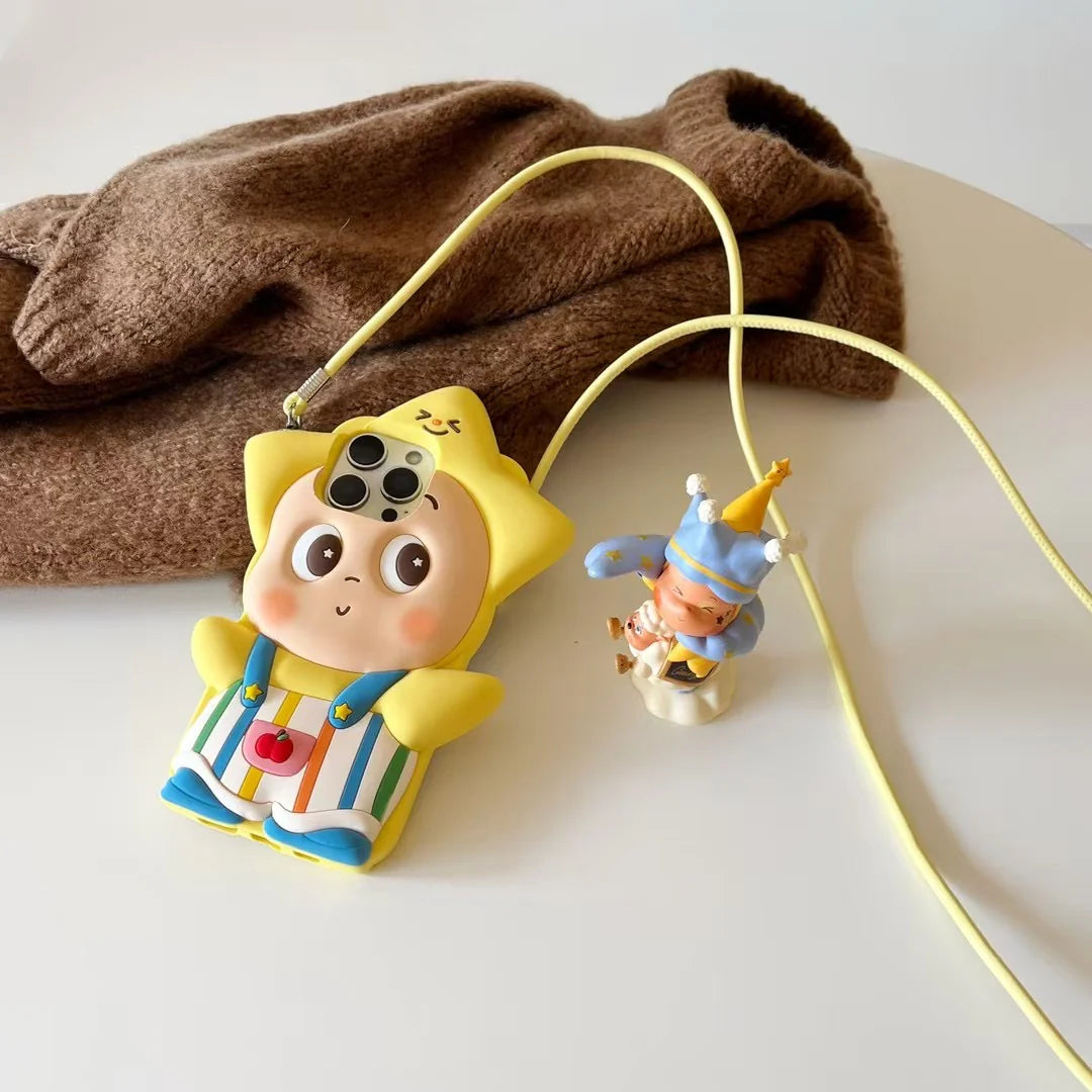 3D Cartoon Star Phone Case With Crossbody Strap