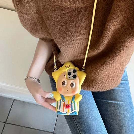 3D Cartoon Star Phone Case With Crossbody Strap