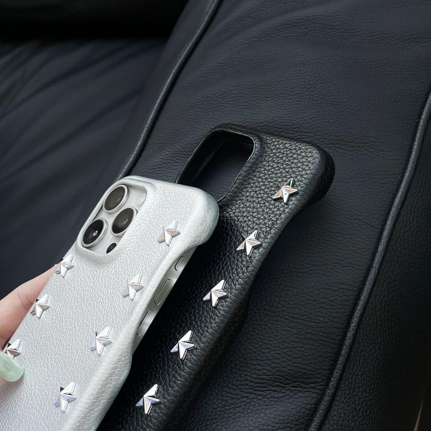 Luxury Studded Leather Phone Case with Detachable Strap