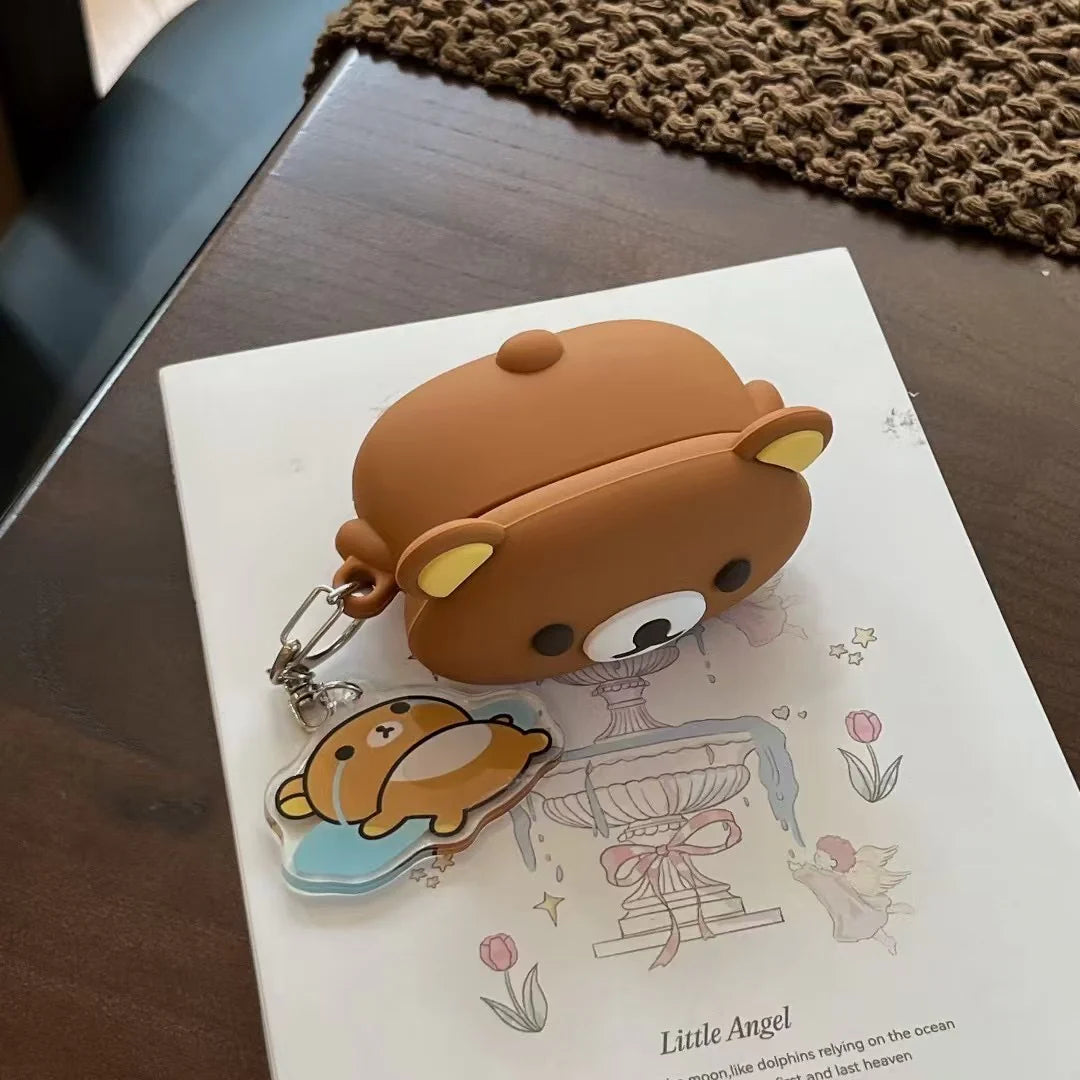 Cute Bear 3D Silicone AirPods Case With Keychain