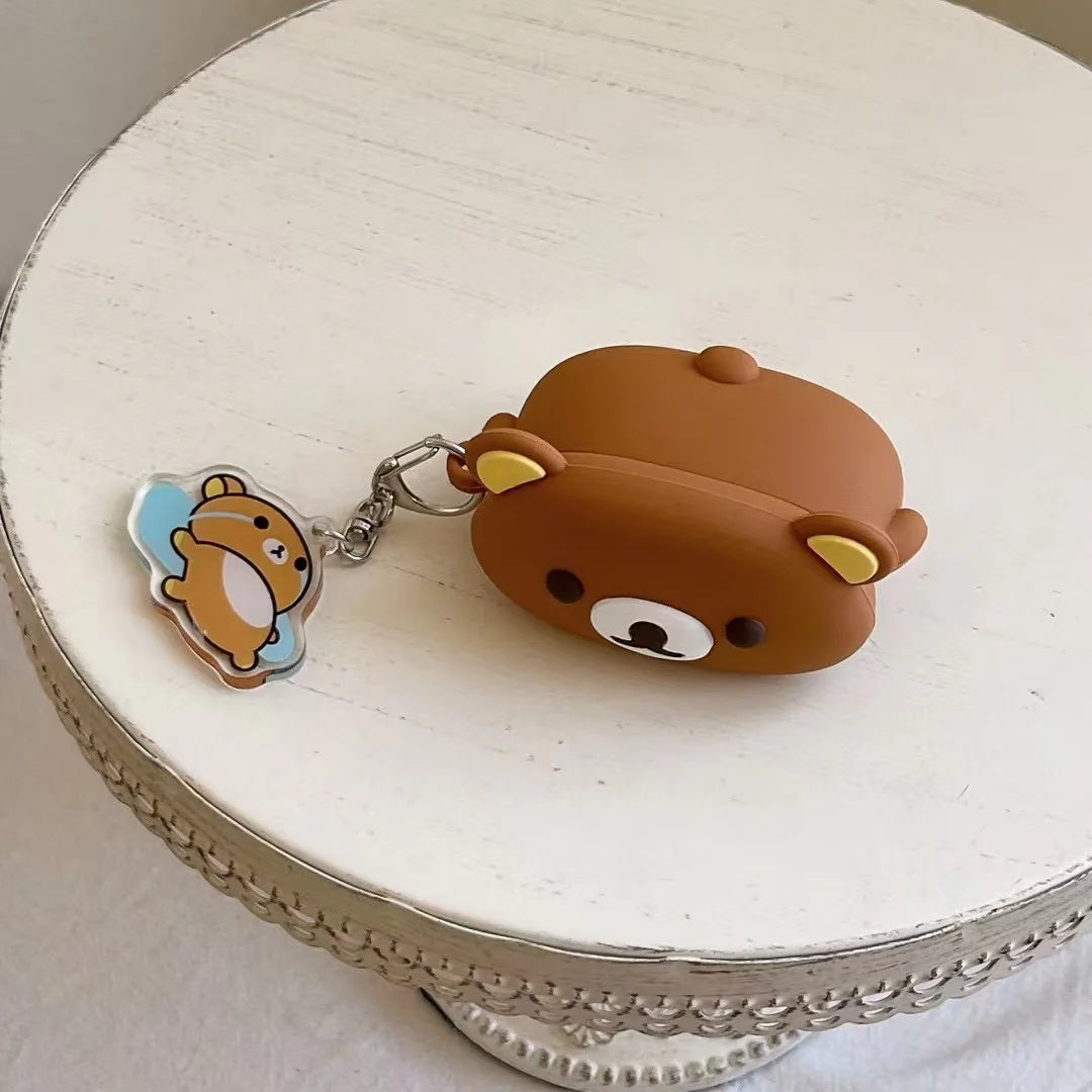 Cute Bear 3D Silicone AirPods Case With Keychain
