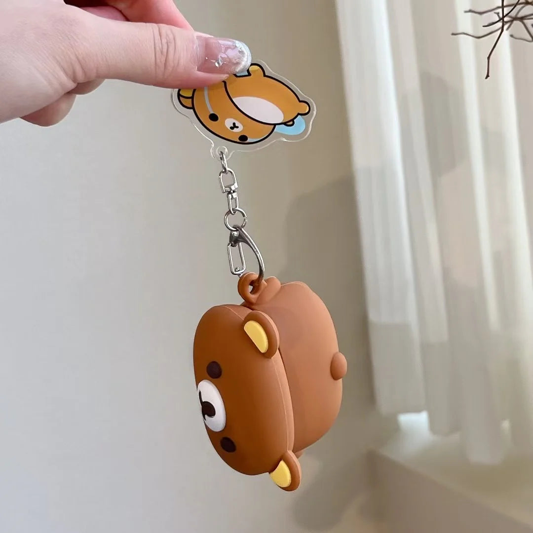 Cute Bear 3D Silicone AirPods Case With Keychain