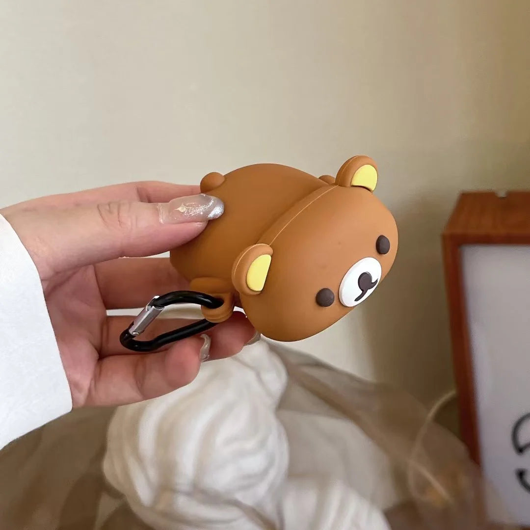 Cute Bear 3D Silicone AirPods Case With Keychain