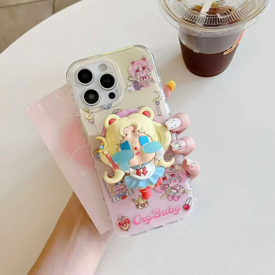 Little Cry Angel Designer Phone Case With MagSafe Holder