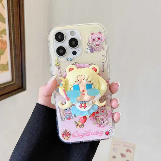 Little Cry Angel Designer Phone Case With MagSafe Holder