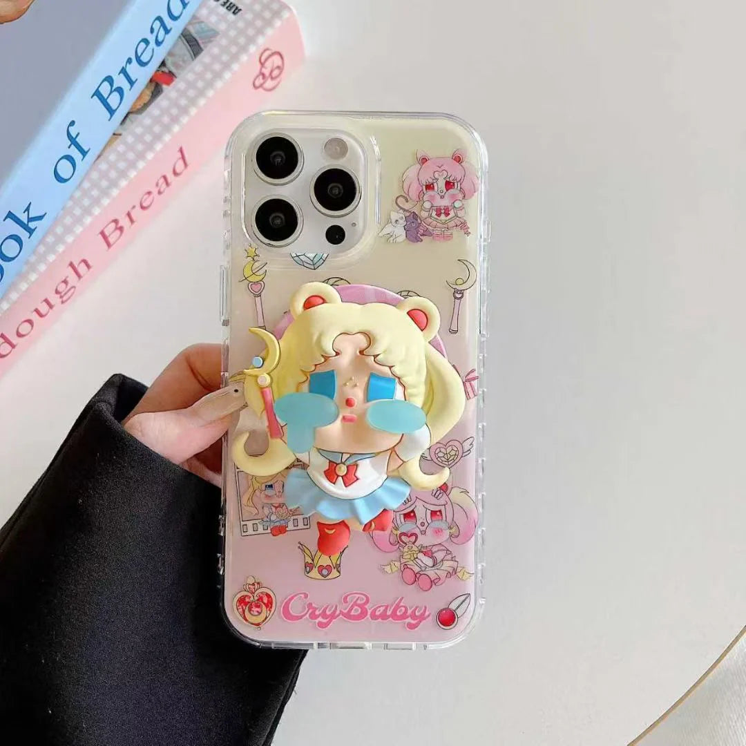 Little Cry Angel Designer Phone Case With MagSafe Holder