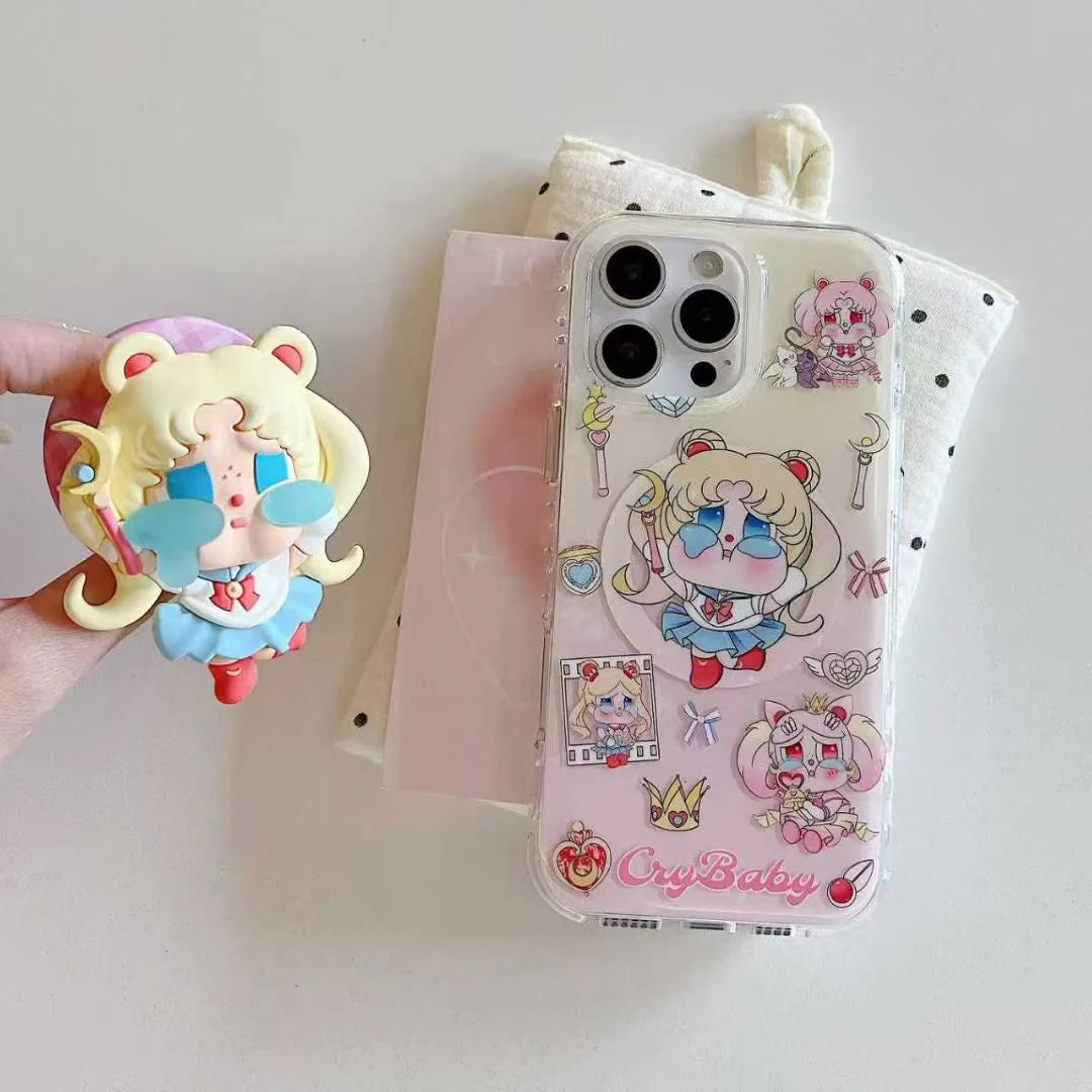 Little Cry Angel Designer Phone Case With MagSafe Holder