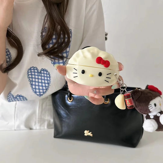 3D Cute Kitty Dumpling  Silicone AirPods Case